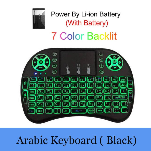 VONTAR i8 keyboard backlit English Russian Spanish Air Mouse 2.4GHz Wireless Keyboard Touchpad Handheld for TV BOX Android X96