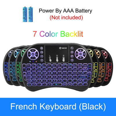 VONTAR i8 keyboard backlit English Russian Spanish Air Mouse 2.4GHz Wireless Keyboard Touchpad Handheld for TV BOX Android X96